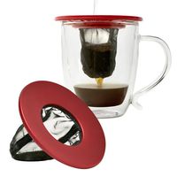 Primula Single Serve Coffee Brew Buddy – Nearly Universal Fit – Ideal for Travel,  Reusable Fine Mesh Filter, Red