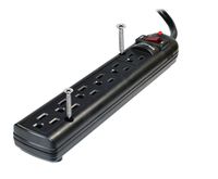 Weltron 6 Outlet Black Surge Protector Power Strip, Wall Mount, 750 Joules, Long 15 Foot Cord Cable (Renewed)