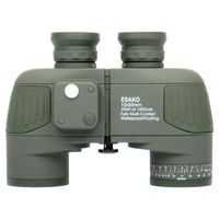 ESAKO Marine Binoculars 10x50mm with Rangefinder & Compass IPX7 Waterproof Military Binoculars for Boating Birdwatching Hunting BAK4 Prism FMC Coated w/Carry Bag and Strap