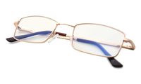Flexible Bridge Blue Light Filter Glasses for Women Men Reading Computer TV Screen (Gold, 3.00)