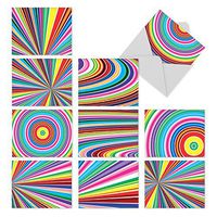 10 Colorful 'Acid Rainbow' Thank You Cards with Envelopes 4 x 5.12 inch, Mesmerizing Patterns of Bright Colors, Boxed Thank You Note Cards, Bulk Stationery Greeting Cards M2110