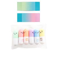 PPX 2 Jelly Eraser Gradient and 6 Mini Highlighter Set 6 Colors for Kids Soft Durable Flexible Cube Cute Eraser Eraser for Office