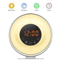 Wake Up Light, SunbaYouth Sunrise Alarm Clock Radio with 7 Color Night Light, 6 Nature Sounds, FM Radio and Touch Control for Be