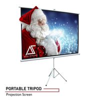 Akia Screens 100" Portable Indoor Outdoor 4:3 Tripod Projector Screen 8K / 4K Ultra HD 3D Ready Pull Up Collapsible Projection Screen with Adjustable Tripod Stand Foldable Projector Screen AK-T100SB1