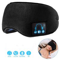 Bluetooth Sleep Eye Mask Wireless Headphones Soft Cotton Music Travel Sleep Mask Bluetooth 5.0 Headsets Sleep Eye Shades Built-in Stereo Speakers Microphone Handsfree Adjustable Washable (Black)