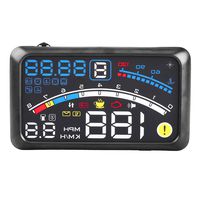 Universal 5.5 inch Car Hud Heads Up Display, Universal F4 MPH Over Speed Alarm Speedometer Head Up Display MPH/KM/h with Windshield Projection Film 12V