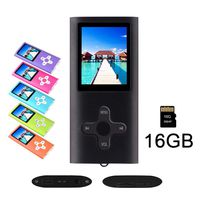 RHDTShop MP3 MP4 Player with a 16 GB Micro SD Card, Support UP to 64GB TF Card, Rechargeable Battery, Portable Digital Music Player/Video/E-Book Reader, Ultra Slim 1.7" LCD Screen-White-on-Black