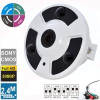 1080P 2.4 Megapixel Indoor Surveillance Security Camera Video Monitoring Night Vision 4-in-1 HD-TVI, AHD, CVI, CVBS Camera ( White Indoor Dome 360 Degree Fish-eye Lens )