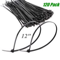 120 Pack Extra Heavy Duty 12 Inch Black Cable Ties, Premium Industrial Professional Strong and Durable Zip Ties Assorted,UV Resistant，Wide 50 LB Strength Nylon Self-locking Cord Management By HAODE