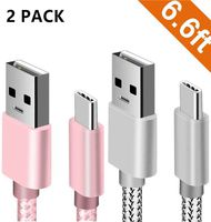 USB Type C Cable, BLUELEC USB C Cable 6.6Ft Nylon Braided Long Cord Data Sync Cord Compatible for Samsung Galaxy Note 8, S8Plus, LG V30 V20 G5 G6, Google Pixel 2, Nexus 5X/6P, Moto Z2 (Rose Gold/Grey)