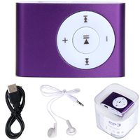 Sannysis USB Mini MP3 Player Support 32GB Micro SD TF Card With Headphone (Purple)