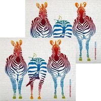 Colorful Zebra Set of 2 Each Swedish Dishcloths | ECO Friendly Absorbent Cleaning Cloth | Reusable Cleaning Wipes