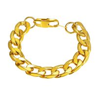 Gold Bracelets 18K Plated Men Women Street Jewelry Gifts Stainless Steel Stacking Layering Curb Chain Cuban Link Biker Bracelet