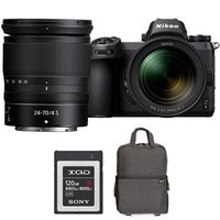Nikon Z6 24.5MP FX-Format 4K Mirrorless Camera with NIKKOR Z 24-70mm f/4 S Lens Bundle with Sony 120GB Memory Card, Photo and Video Backpack for Mirrorless and DSLR Cameras and Drones