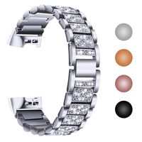 Velavior Compatible Fitbit Charge 3 Bands for Women, Premium Metal Bands with Rhinestone Bangle Bracelet Replacement Wristbands Accessories for Fitbit Charge3 & Charge 3 SE