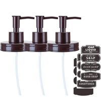 [Bronze] Elwiya Rustic/Farmhouse Mason Jar Soap Dispenser Lid and Pump Rust Proof, Plastic Dispenser Lid for 16 oz Regular Mouth Mason Jar Decor - 3 Pack