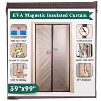 Magnetic Insulated Door Curtain 39" x 99", IKSTAR EVA Thermal Door Cover, Full Frame Hook&Loop, Pets Kids Walk Through Freely, Enjoy Cool Summer & Warm Winter for A/C Bed Room, Kitchen, Stair - Brown
