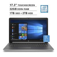 2019 HP Pavilion Newest 17 17.3 Inch HD+ SVA Touchscreen Laptop (Intel Quad Core i7-8565U up to 4.6 GHz, 32GB RAM, 1TB SSD + 2TB HDD, Intel UHD Graphics 620, DVD, Bluetooth, WiFi, HDMI, Windows 10)