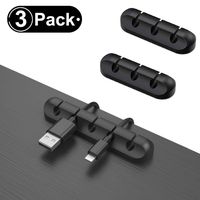 3-Pack Cable Clips,Cord Organizer,Wire Cord Holder for USB Charging Cable,Mouse Cable,Power Cord,Silicone Cable Holder Clips Fit Home,Office,Cubicle,Car,Desk Accessories