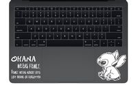 Trackpad Stitch Ohana Means Family Experiment 626 Lilo & Stitch Macbook Laptop Vinyl Decal Sticker (3.65 inch, White)