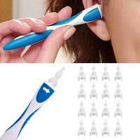Ear Wax Removal Tool Kit Earwax Remover Accessories Silicone Clean Tool with 16 PCS Washable Spiral Tips Blue