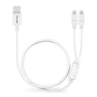 iFlash Dual MicroUSB Splitter Charge Cable - Power up to Two Micro USB Devices At Once From a Single USB Port - Ideal for Any Micro USB Powered Device