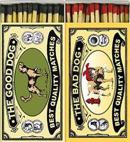 Decorative Match Boxes Good Dog Bad Dog with Long Matches Great for Lighting Candles, Grills, Fireplaces and More | Set of 2 Large Match Boxes