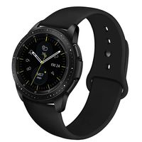 NAHAI Band Compatible with Samsung Galaxy Watch 42mm, Galaxy Watch Active, Gear Sport, 20mm Soft Silicone Replacement Strap Resistant Sport Wristbands for Women Men, Large, Black with Black Button