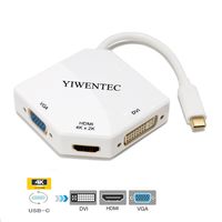 USB-C Multiport Adapter,YIWENTEC USB-C Type C 3.1(Thunderbolt 3 Compatible) to HDMI DVI VGA 4K Cable Adapter Converter