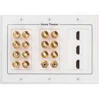 Buyer's Point 7.1 Speaker Wall Plate with 3 HDMI, Premium Quality Gold Plated Copper Banana Binding Post, with 3 Gang Low Voltage Mounting Bracket, 7 Speakers, 2 RCA Jack for Subwoofer, 3 HDMI Port