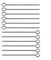 Great Credentials 8-Inch Long Stainless Steel Skewers, Barbecue Skewers, BBQ Skewers, Shish Kebab Kabob Skewers, Ring-Tip Handle, 1-Dozen