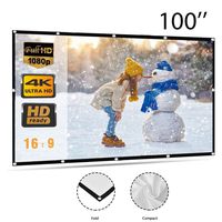 Womdee Portable Indoor Outdoor Projector Screen, 100 Inch Projection Screen 16:9 HD Foldable Anti-Crease Portable Projector Movies Screen for Home Theater Outdoor Indoor