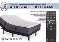 Sven & Son Queen Adjustable Bed Base Frame (Individual Head Tilt & Lumbar) + 12" Cool Gel Memory Foam Mattress and Adjustable Bed (Queen)