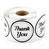2 Inch Round - Thank You Gift Decorative Envelope Sealing Lables Stickers by Tuco Deals (Black/White, 2 Rolls Per Pack)