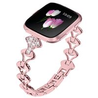 Mtozon Metal Bands Compatible with Fitbit Versa/Versa Lite/Versa 2 for Women, Slim Bling Bracelet Breathable Ladies Wristbands, Rose Gold