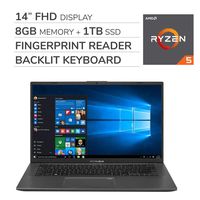 ASUS VivoBook F412DA 2019 Premium 14'' FHD Laptop Notebook Computer, 4-Core AMD Ryzen 5-3500U 2.0GHz, 8 GB RAM, 1TB SSD, No DVD, Backlit Keyboard, Wi-Fi, Bluetooth, Webcam, HDMI, Windows 10 Home