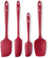 Di Oro Seamless Series 4-Piece Silicone Spatula Set - 600°F Heat-Resistant Pro-Grade Rubber Spatulas - Spoonula, Large Spatula, Small/Mini Spatula, and Jar Spatula - Kitchen Utensil Set (Red)