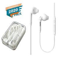 NOCRLG (2 Packs) 3.5mm Wired in-Ear Headphones with Mic and Remote Control, Aux Earphones/Earbuds Compatible with Galaxy S10 S9 S8 Note 8 9 and More Android Devices-White