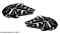 UR Impressions MBlk 3.5in. Millennium Falcon 2-Pack Decal Vinyl Sticker Graphics for Cars Trucks SUV Vans Walls Windows Laptop|Matte Black|3.5 X 2 Inch|URI538-MB