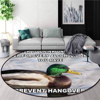 RUGSMAT Animal Non-Slip Area Rug Pad Round,Mallard Duck with Quote Coffee Table Mat Non-Skid Living Room Carpet Diameter-35