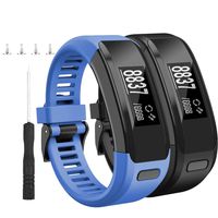 HSWAI Compatible Bands Replacement for Garmin Vivosmart HR,Soft Silicone with Metal Buckle Wristband for Garmin Vivosmart HR(Black&Blue)