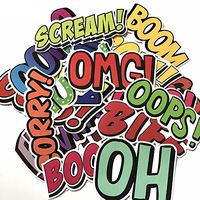 Comic OOPS Sticker 25Pcs Word Text OH Wow Interjection Humor Emotion Phrase Children Adult Teens Teacher Toddlers Water Bottles Laptop Car Travel Luggage Suitcaboard Vinyl (Comic OOPS Sticker 25 Pcs)
