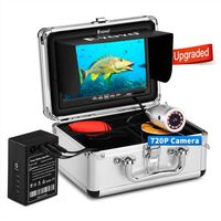 Eyoyo Underwater Fishing Camera, Ice Fishing Camera Portable Video Fish Finder, Upgraded 720P Camera w/ 12 IR Lights, 1024x600 IPS 7 inch Screen, for Ice, Lake, Boat, Sea Fishing (30m+DVR)