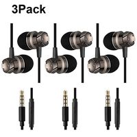 KEKU 3 Packs Earbud Headphones Remote & Microphone, in Ear Earphone Stereo Sound Noise Isolating Tangle Free iOS Android Smartphones, Laptops, Gaming, Fits All 3.5mm Interface Device（Black