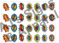 Hero Action Words Bang Boom Pow Kapow Zap 8" x 10" sheet Great for Scrapbooking