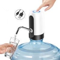 Water Bottle Pump, Puhibuox USB Charging Universal Electric 5 Gallon Water Dispenser, Waterproof LED Button Automatic Drinking Water Jug Pump for 2-5 Gallon Water Jug, Plus 3 Silicone Hoses (White)