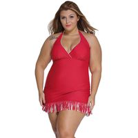 FANOUD Women Girls Bikini Padded Bathing Sexy Tassel Beach Plus Size Swimsuit Swimwear (4XL, Red)