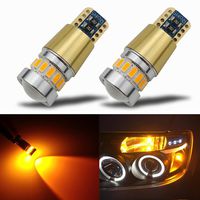 iBrightstar Newest 12-24V Super Bright 194 168 175 2825 W5W T10 LED Bulbs with projectors For Car Interior Dome Map Door Courtesy License Plate Side Marker Lights,Amber Yellow