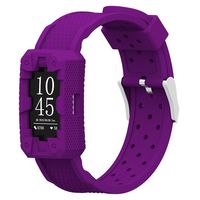 IMPAWFAN Silicone Watch Bands for Fitbit Charge 2, Adjustable Sport Replacement Wristbands with Air Holes, Waterproof Protective Case with Strap, Bracelet Band for Charge 2, Men and Women-Purple