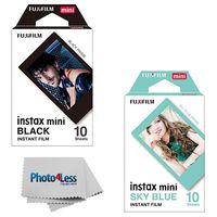Fujifilm Instax Mini Instant Film Black (10 Sheets) + Fujifilm Mini Instant Film Sky Blue (10 Sheets)